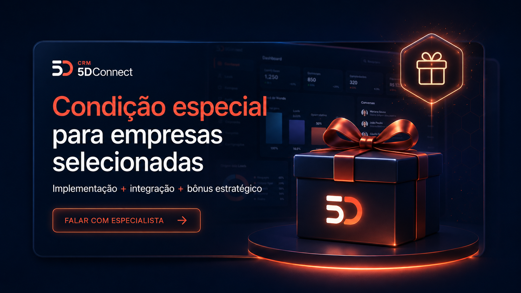 Oferta especial premium do CRM 5DConnect com condição para empresas selecionadas