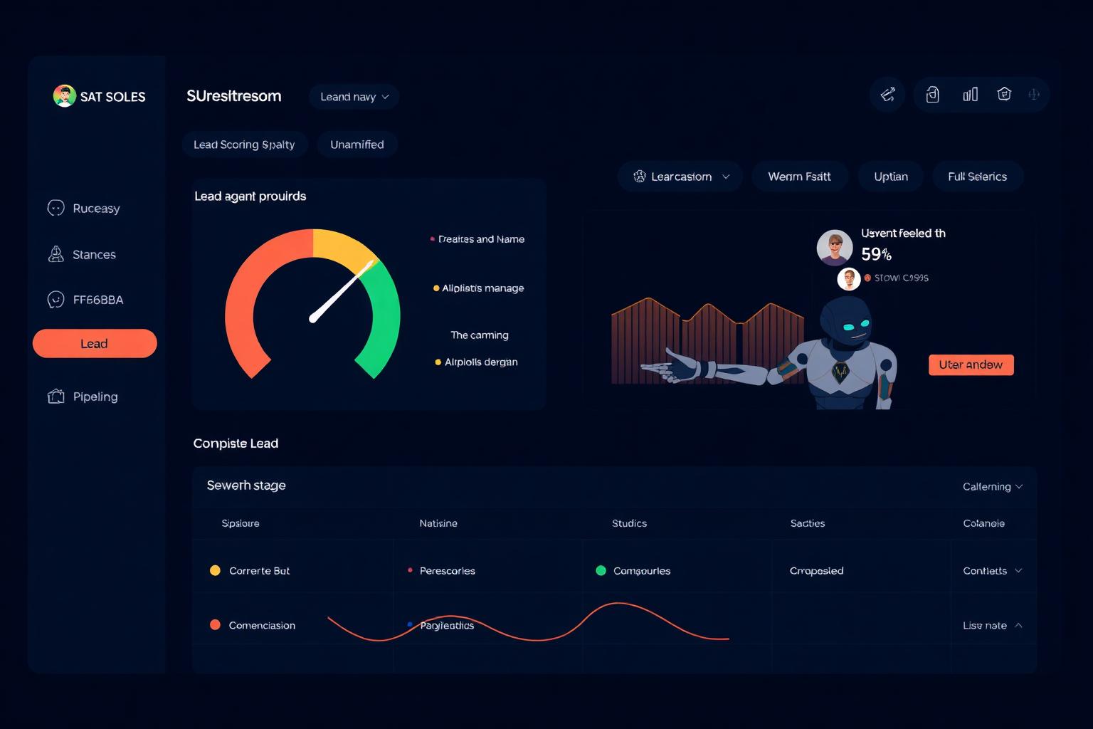 Painel de qualificação de leads com score da IA e distribuição para vendedores